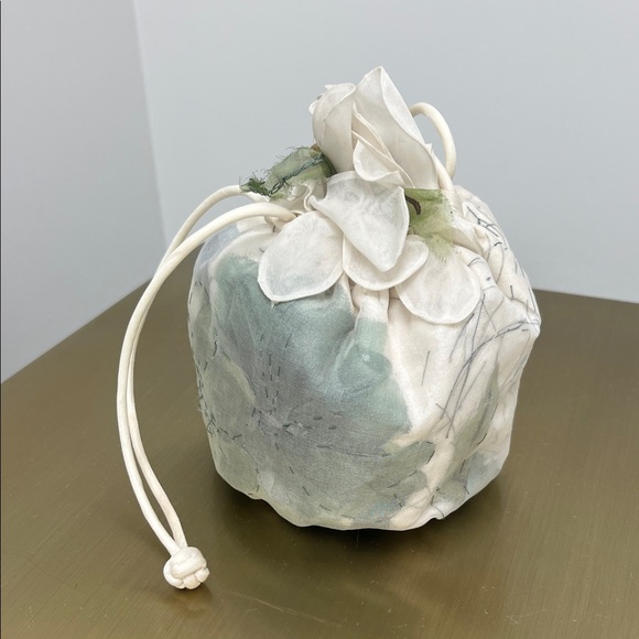 Floral Silk Drawstring Pouch - Picture 2 of 5